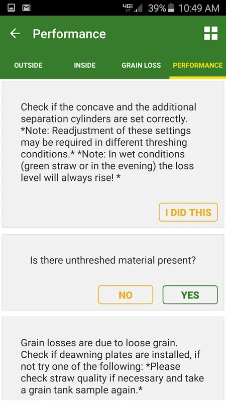 GoHarvest for Android - Optimize Combine Settings