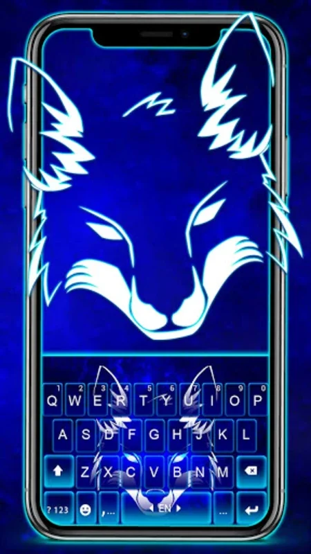 Neon Wolf Blue Keyboard Background for Android: Customize Your Typing