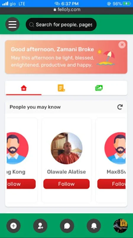 Felloly for Android: Dynamic Social Network