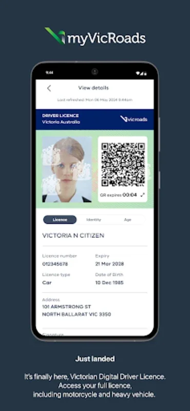 myVicRoads for Android: Secure Digital Driver Licence