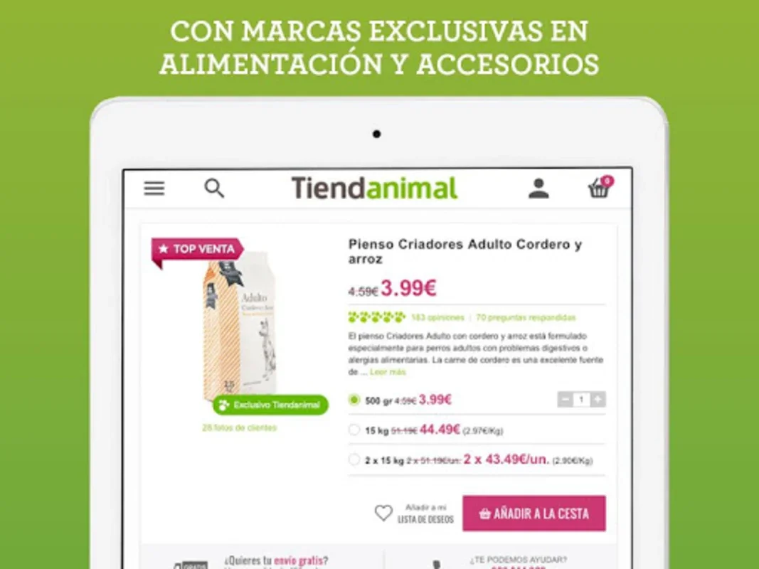 Tiendanimal - Mejor precio for Android: 40,000+ Pet Products