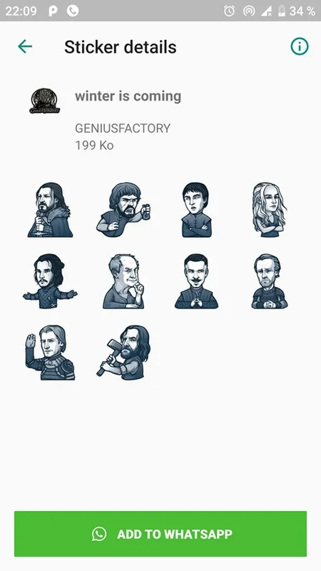 Stickers Game Of Thrones For WhatsApp on Android