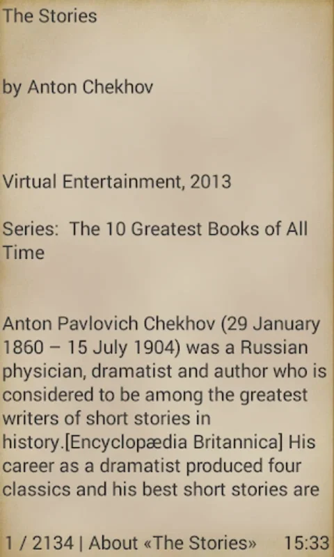 The Stories by Anton Chekhov for Android - Seamless Literary Access