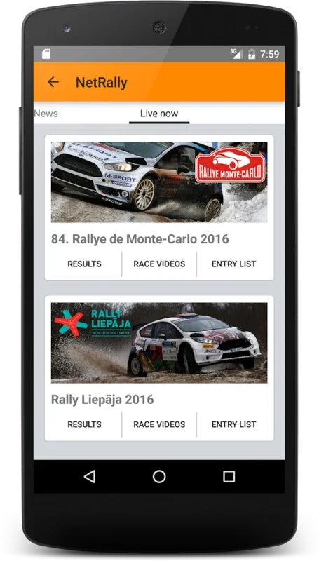 NetRally for Android - Real - Time Rally Updates