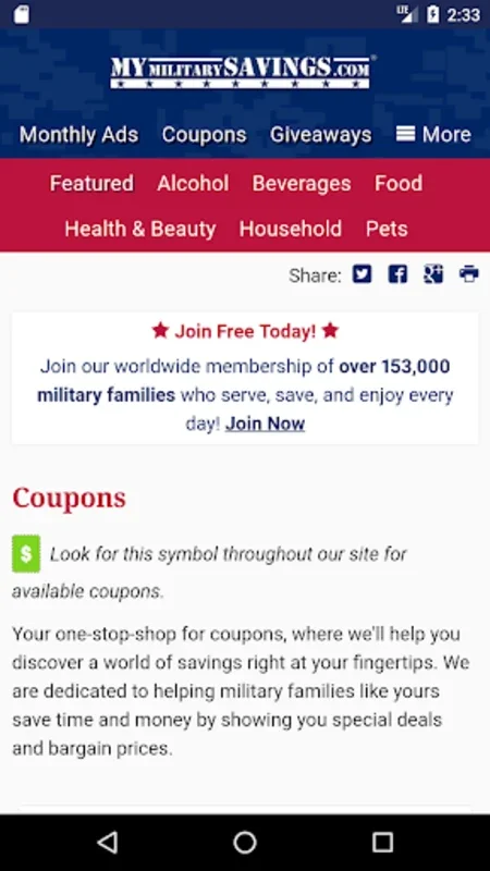 My Military Savings for Android - Maximize Savings at Commissaries