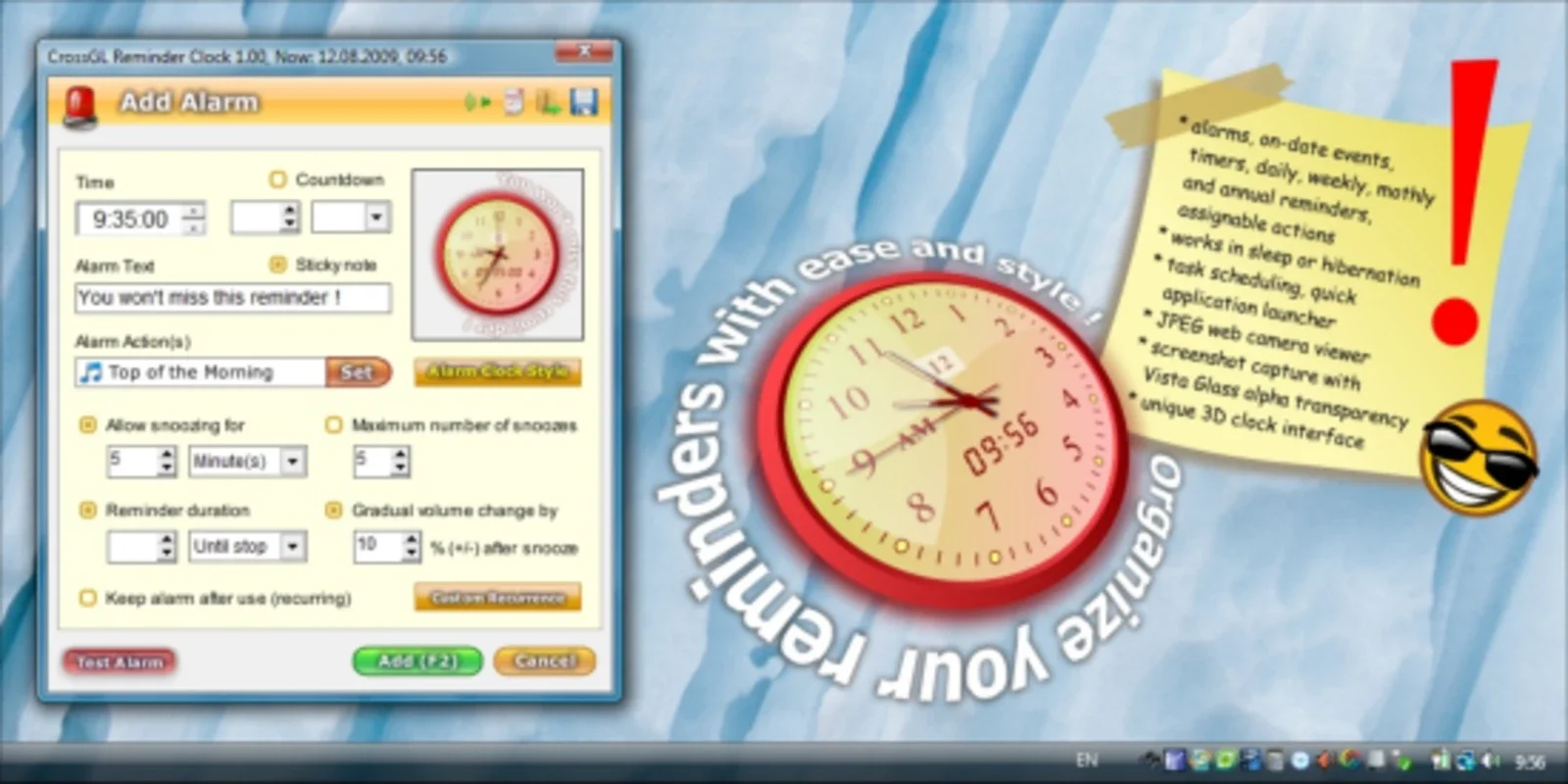 CrossGL Reminder Clock for Windows - Enhanced Desktop Experience