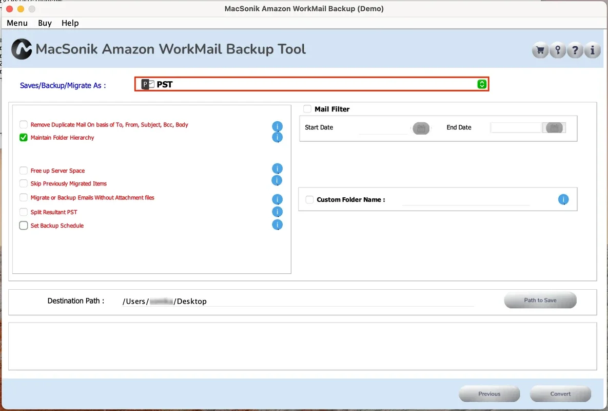 MacSonik Amazon WorkMail Backup Tool for Mac: Efficient Email Backup