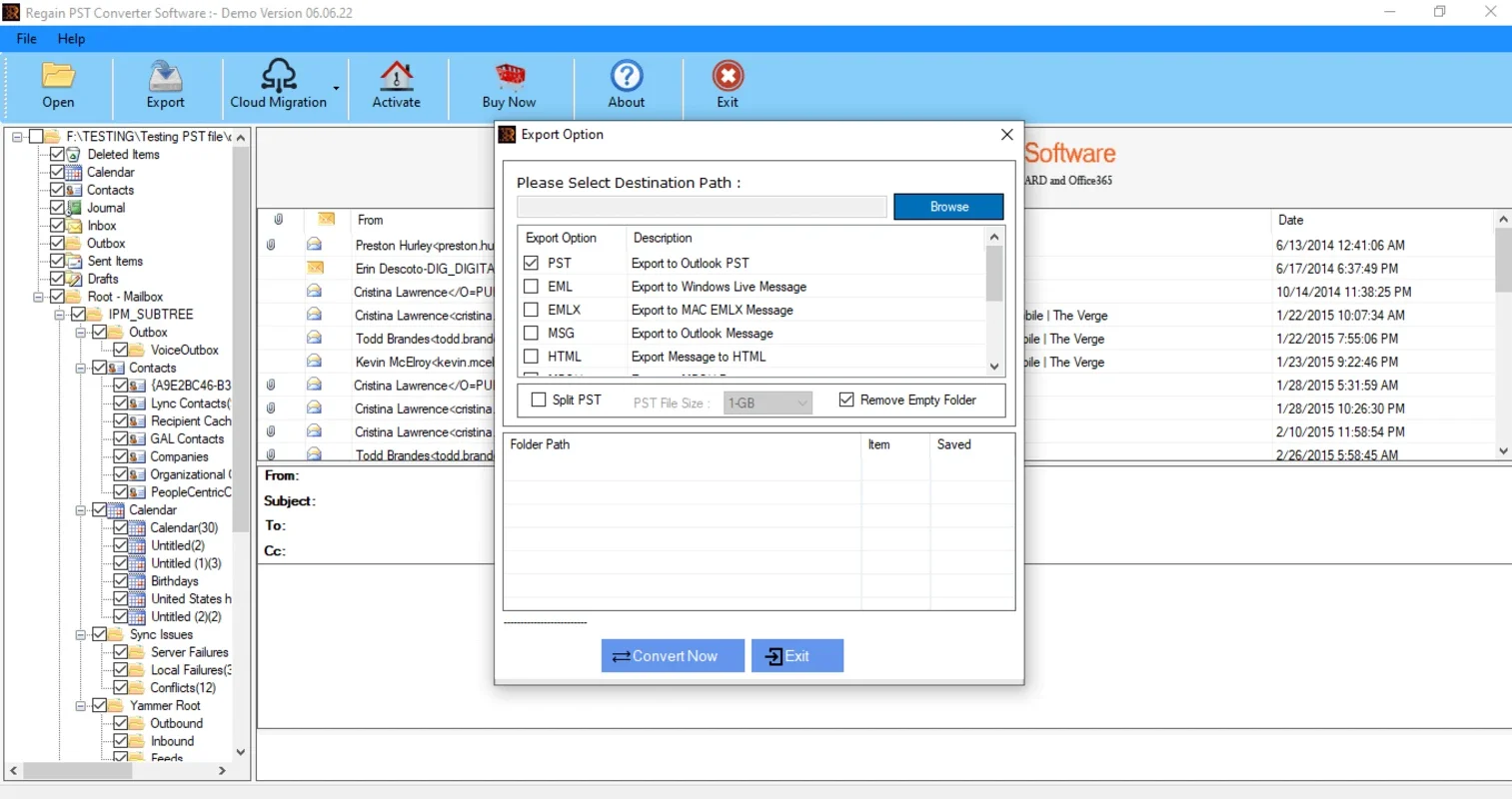 Regain Outlook PST Converter for Windows: Convert PST Files