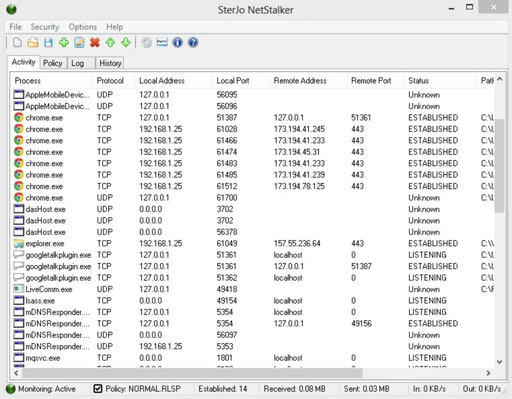 SterJo NetStalker for Windows - Monitor Internet Connections