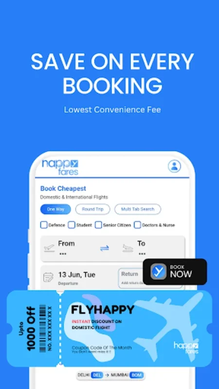 Happyfares for Android - Affordable Flights with Transparent Pricing