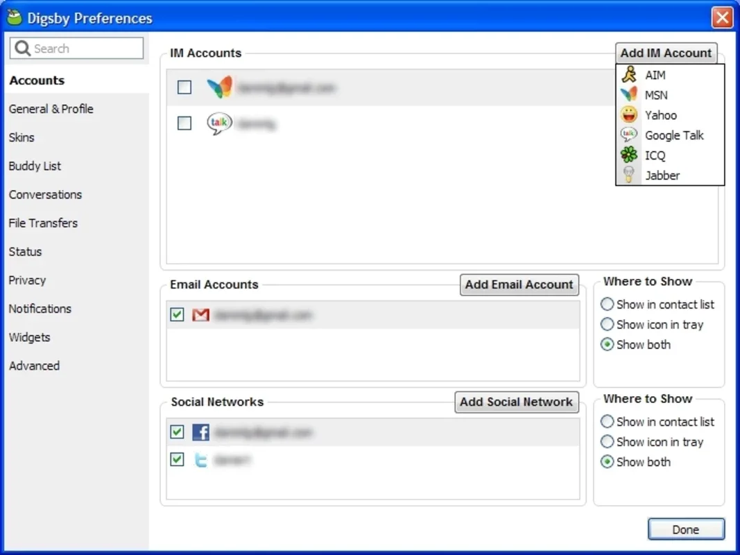 Digsby for Windows - One App for IM, Email & Social