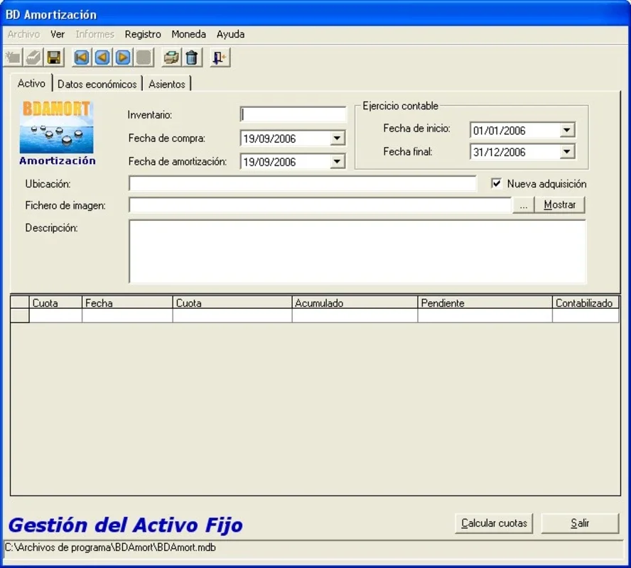 BDAmortizacion for Windows - Manage Fixed Assets Freely