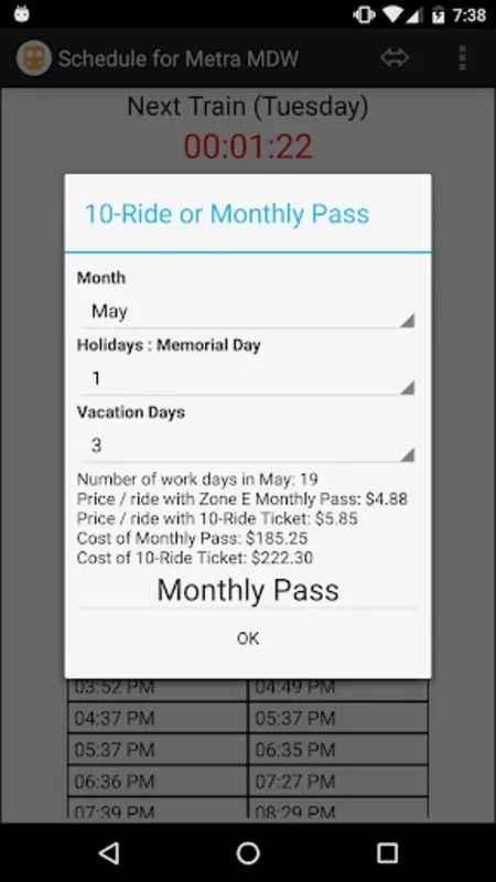 Schedule for Metra - MDW for Android: Real-Time Schedules & Budget Calculator