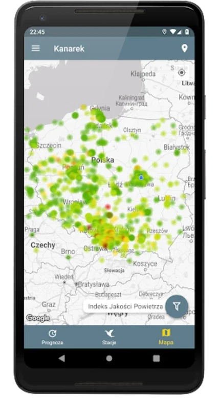 Kanarek - jakość powietrza for Android: Real-Time Air Quality Insights