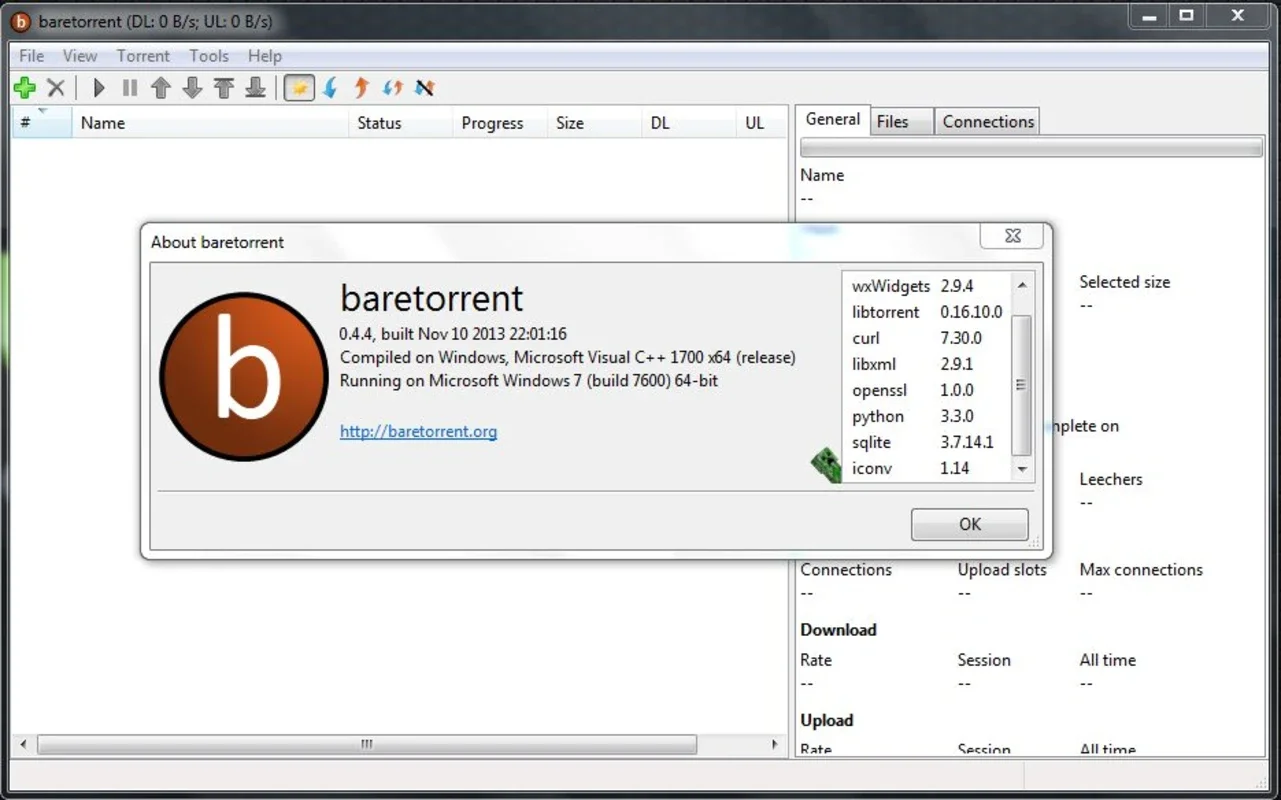 baretorrent for Windows - Simple and Efficient