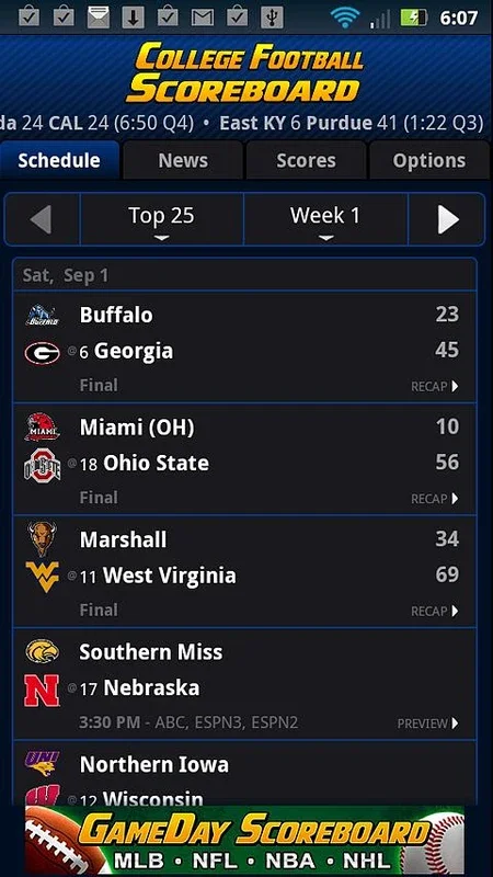 College Football Scoreboard for Android - Stay Connected with Live Scores