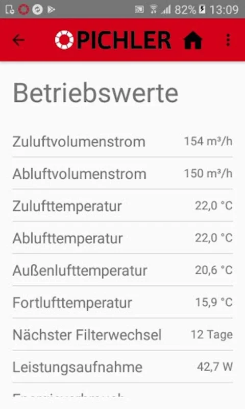 PICHLERluft for Android: Remote Control Heating & Ventilation