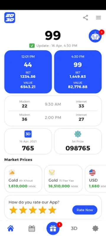 2D3D Market Data: Myanmar 2D3D for Android - No Downloading Required