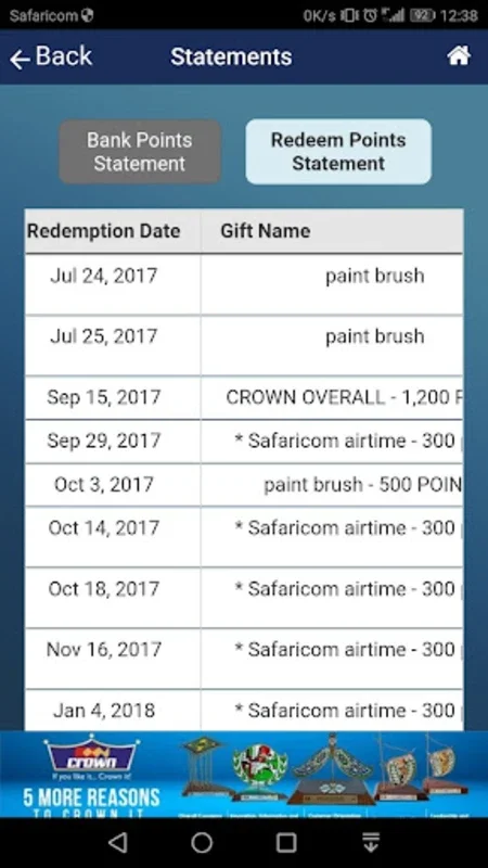 Crown Team Kubwa App for Android - Loyalty Rewards Galore