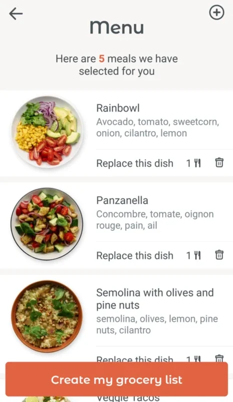 Jow for Android: Custom Menus for a Balanced Diet