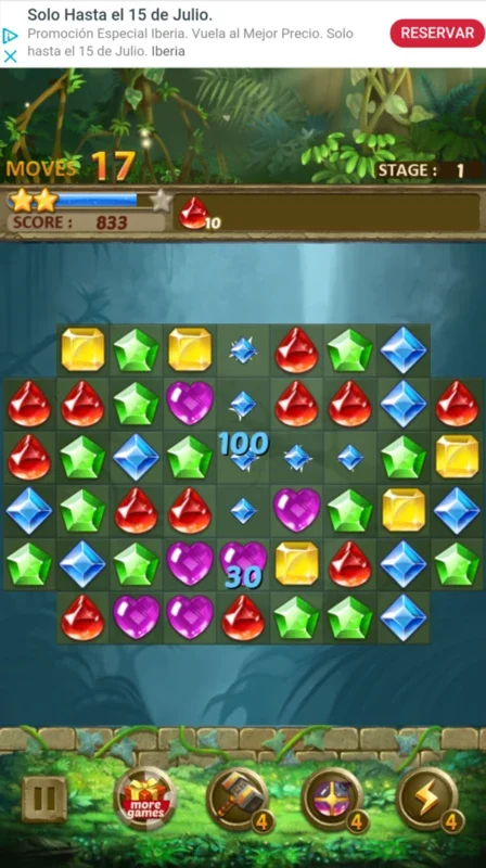 Jewels Jungle for Android - Fun Match 3 in a Jungle Setting