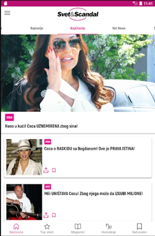 Svet&Scandal for Android: Exclusive Celebrity News