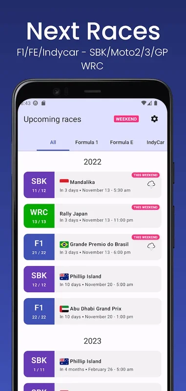 F1 x MotoGP | Agenda & Alerts for Android: Stay Updated on Motorsport