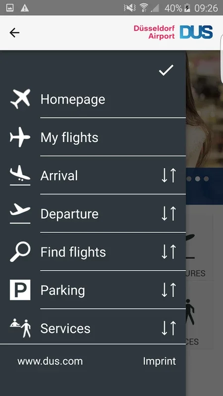 App DUS for Android - Düsseldorf Airport Navigation