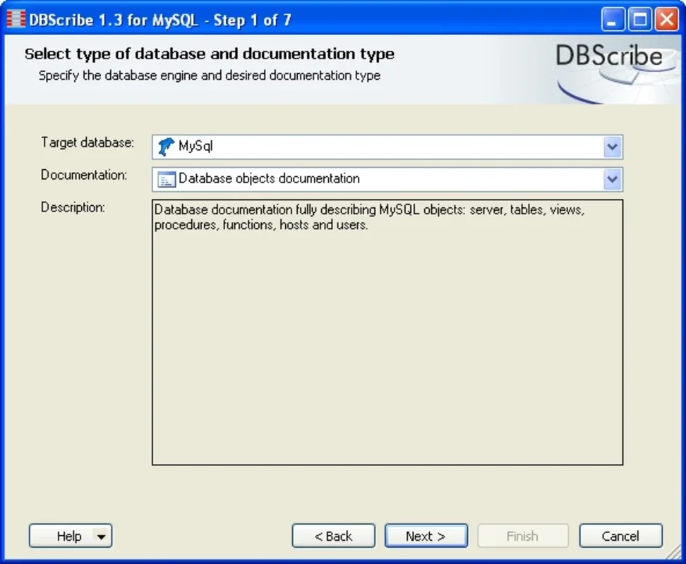 DBScribe for MySQL: Automated Documentation for Windows