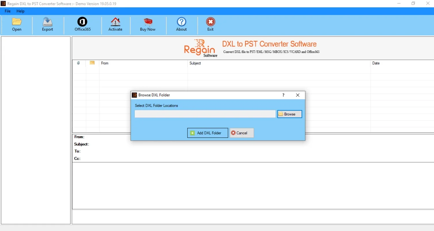 Regain DXL to PST Converter for Windows - Efficient Conversion Tool