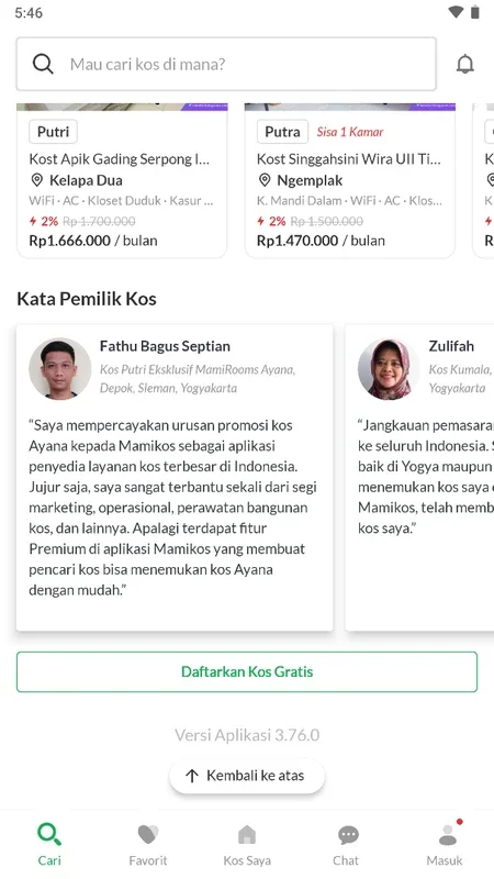 Mamikos-Cari & Sewa Kos Mudah for Android - Manage and Rent Guesthouses Easily