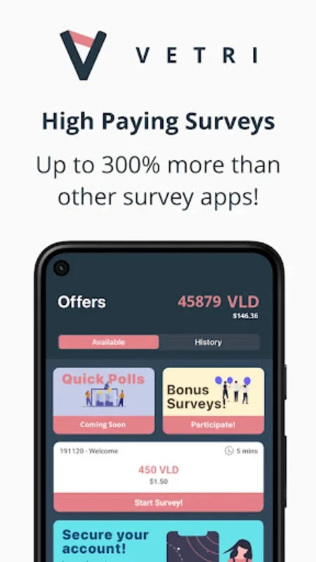 VETRI - High Paying Surveys for Android: High Earnings and Rewards