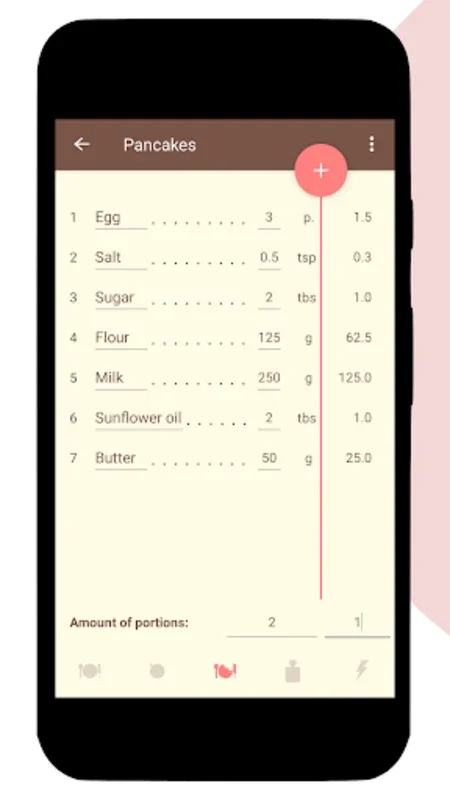 Calculation of Recipes for Android: Culinary Aid