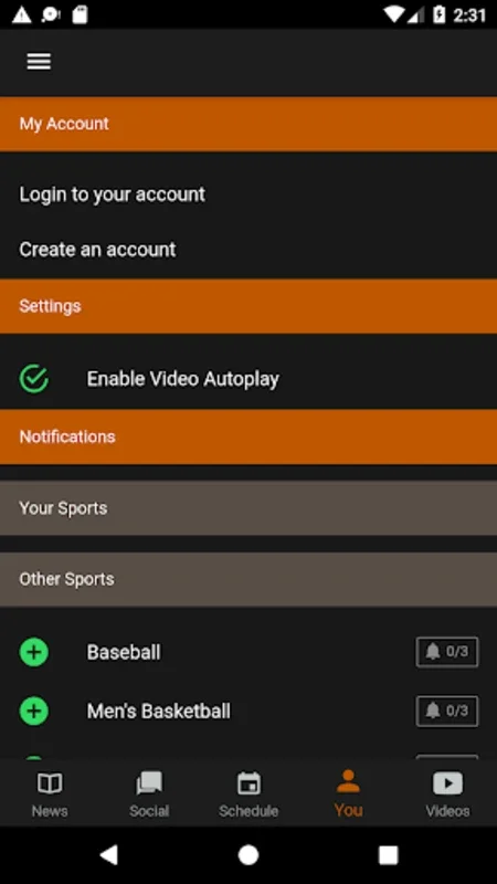 Texas Longhorns for Android - Fan - Centric Features