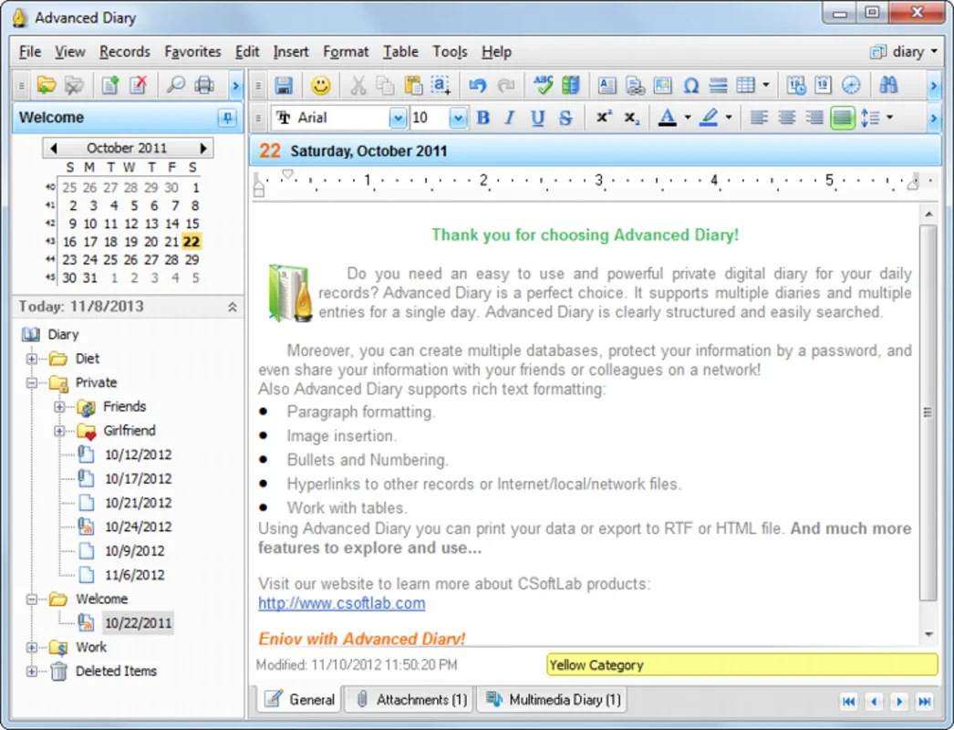 Advanced Diary for Windows - A Free and Feature-rich Personal Diary