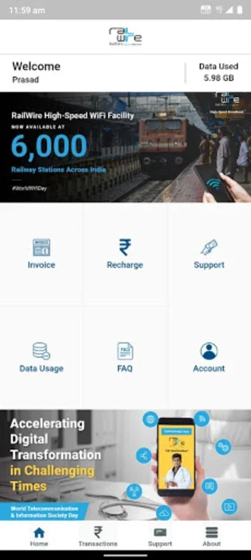 RailWire Subscriber for Android: Efficient Indian Broadband Account Management