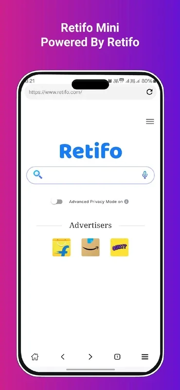 Retifo Mini: Fast Android Browser with Multiple Features