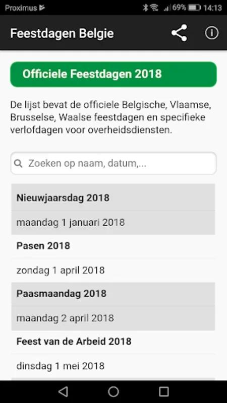 Belgian Holidays Calendar for Android - Plan Ahead with Ease