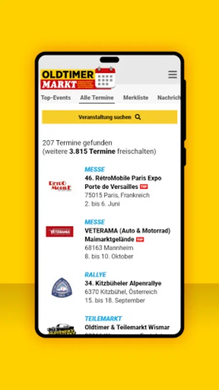 Oldtimer-Termine for Android: The Ultimate Classic Car Planner