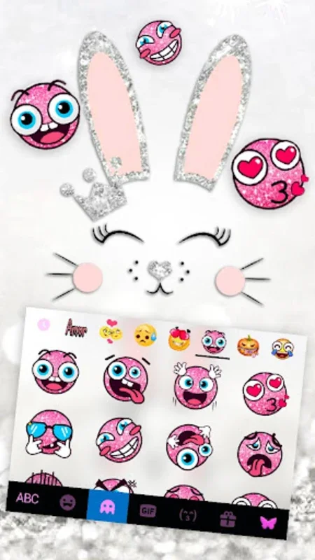 Silver Glitter Bunny Keyboard for Android - Stylish Typing