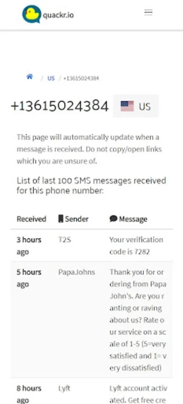 Receive SMS Online | quackr for Android - Secure Digital Communication