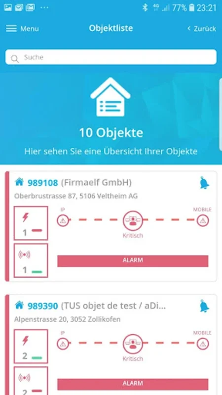 TUS AIN for Android: Real-Time Alarm Monitoring