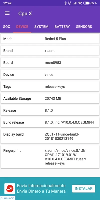 CpuX for Android - Reveal Detailed Device Info