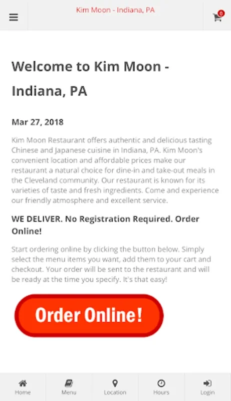 Kim Moon Indiana, PA Ordering for Android - Streamlined Asian Cuisine Orders