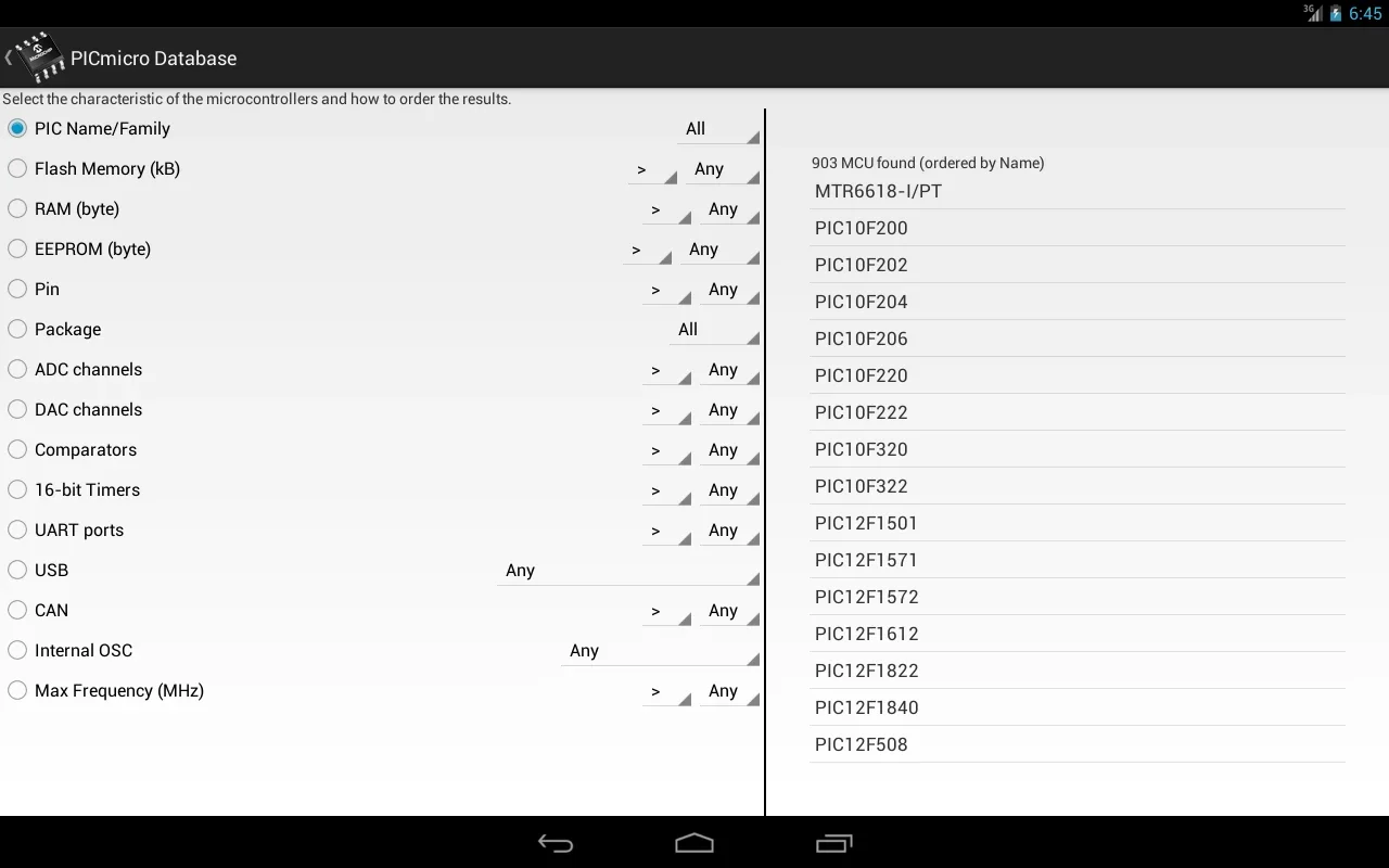 PICmicro Database for Android - No Download Needed, Access Now