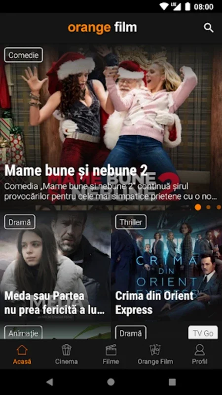 Orange Film for Android: Find Romanian Cinema Showtimes