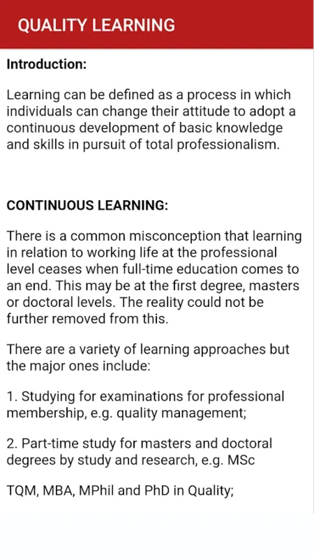 Total Quality Management : TQM for Android - Efficient Learning App