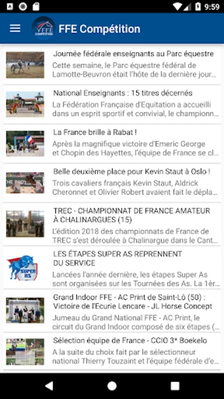 FFE Compétition for Android - Track Competitions and Rankings