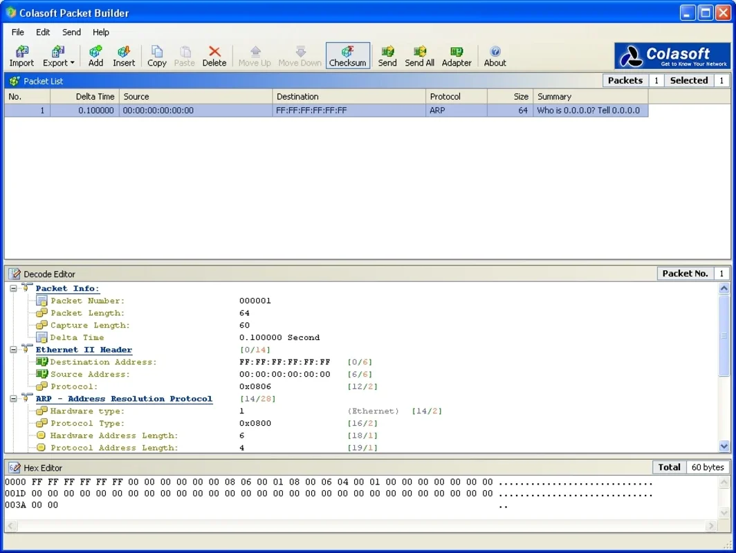 Colasoft Packet Builder for Windows - Test Network Security