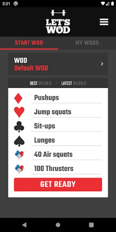 WOD Deck of Cards for Android: Customizable Workouts